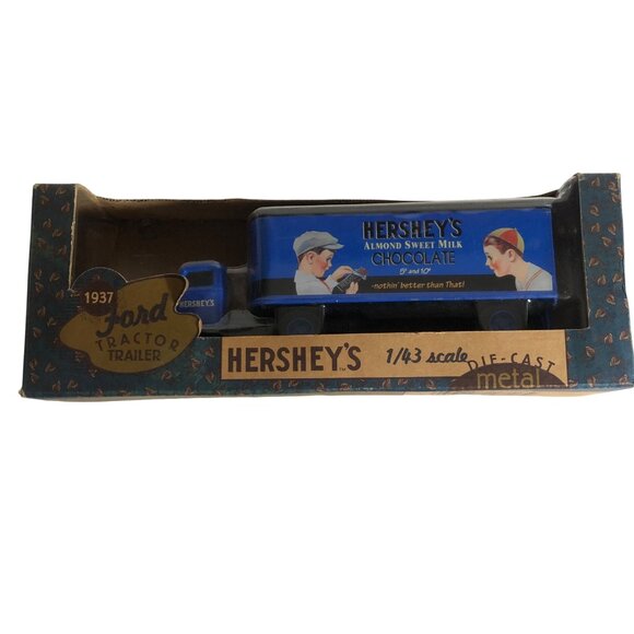 1937 Ford Tractor Trailer Die-Cast Metal Hersheys 1/43 Scale Ertl Collectibles - Picture 1 of 6